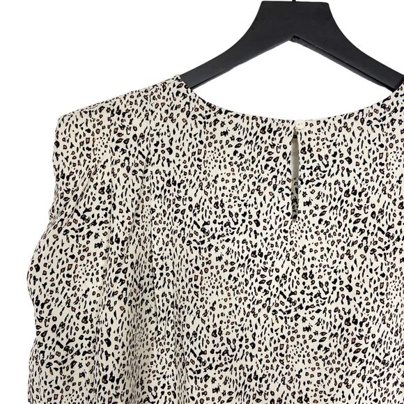 Entro Sleeveless Blouse Animal‎ Print Top Lightly Padded Shoulder Cream Black L - Picture 6 of 8